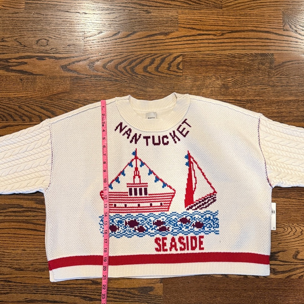 NWT Maeve Graphic Cable-Knit Sweater with Nautical Charm Nantucket New England - Picture 12 of 12
